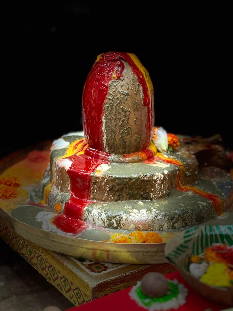 Sacred colour applied during Shiva worship.